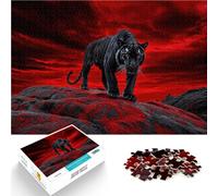 Puzzle for teenagers 1000 Pieces Black Tiger on Red Sky Analysis and logic 26x38cm deal as gifts for the whole family for and Age 14