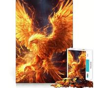 Puzzle for Teenagers 1000 Pieces Blazing Phoenix Exact Edge Art, Focus Game Gift, Cozy Time Game, Xmas Scene Art (38x52cm)