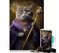 Puzzle for Teenagers 1000 Pieces Blessed by Holy Cat Meme Exact Edge Art, Focus Game Gift, Cozy Time Game, Xmas Scene Art (50x75cm)