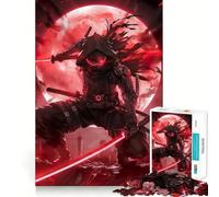Puzzle for Teenagers 1000 Pieces Bloodmoon Ninja Samurai Premium Edge Art, Mental Focus Game, Downtime Play Fun, Xmas Art Gift (50x75cm)