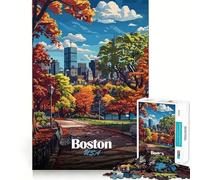 Puzzle for Teenagers 1000 Pieces Boston Skyline Autumn Premium Cut Fun Smart Play Gift Easy Time Play Christmas Art Piece (50x75cm)