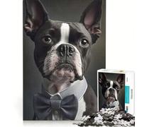 Puzzle for Teenagers 1000 Pieces Boston Terrier Dog, Impossible Game, Birthday Present, with Matching Poster And Trivia Sheet 38x26cm