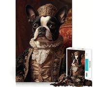 Puzzle for Teenagers 1000 Pieces Boston Terrier Renaissance Noble Premium Edge Art, Mental Focus Game, Downtime Play Fun, Xmas Art Gift (38x26cm)