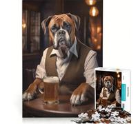 Puzzle for Teenagers 1000 Pieces Boxer Dog in The Pub, Impossible Game, Birthday Present, with Matching Poster And Trivia Sheet 38x52cm