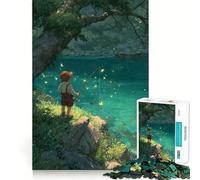 Puzzle for Teenagers 1000 Pieces Boy Fishing by A Magical Lake Premium Cut Fun Smart Play Gift Easy Time Play Christmas Art Piece (50x75cm)