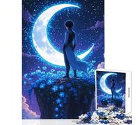 Puzzle for Teenagers 1000 Pieces Boy Gazing The Moon Jigsaw for Teenagers Difficult Hard Fun Activities at Home Challenging Game Toys (50x75cm)
