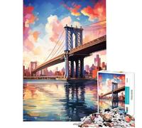 Puzzle for Teenagers 1000 Pieces Brooklyn Brigde Painting Help The Brain Exercise Pattern Assembly Toy Wall Decor for And 14 Years And over (38X26CM)