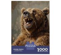 Puzzle for Teenagers 1000 Pieces Brown Bear Eating Noodles Puzzle for Adults Brain Teaser Game Difficult Hard Help The Brain Exercise 38x26cm/1000pcs