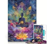 Puzzle for Teenagers 1000 Pieces Buddha Lotus Mandala Flawless Edge Fun Mental Skill Game Quiet Fun Play Birthday Art Play (50x75cm)