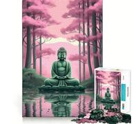 Puzzle for Teenagers 1000 Pieces Buddha Reflection Pond Flawless Edge Fun Mental Skill Game Quiet Fun Play Birthday Art Play (50x75cm)