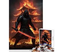 Puzzle for Teenagers 1000 Pieces Burning Ninja with Red Swords Jigsaw for Teenagers Difficult Hard Fun Activities at Home Challenging Game Toys (50x75cm)