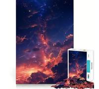 Puzzle for Teenagers 1000 Pieces Burning Starry Sky Flawless Edge Fun Mental Skill Game Quiet Fun Play Birthday Art Play (50x75cm)