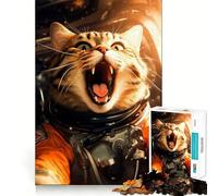 Puzzle for Teenagers 1000 Pieces Cat Lost in Space Flawless Edge Fun Mental Skill Game Quiet Fun Play Birthday Art Play (38x26cm)