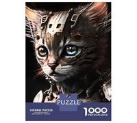 Puzzle for Teenagers 1000 Pieces Cat Robot Puzzle for Adults Brain Teaser Game Difficult Hard Help The Brain Exercise 52x38cm/1000pcs