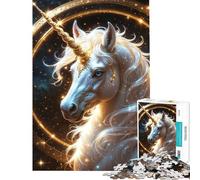 Puzzle for Teenagers 1000 Pieces Celestial Unicorn Portrait Help The Brain Exercise Stress Reliever Brain Teaser Game for Age 14+ Game (38x52cm)