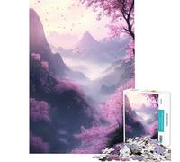 Puzzle for Teenagers 1000 Pieces Cherry Blossom Mountain Valley Help The Brain Exercise Pattern Assembly Toy Wall Decor for And 14 Years And over (50X75CM)