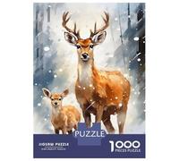 Puzzle for Teenagers 1000 Pieces Christmas Deer Family Puzzles for Adults Relaxing Games Wall Decoration Deal As Gifts for The Whole Family 52x38cm/1000pcs