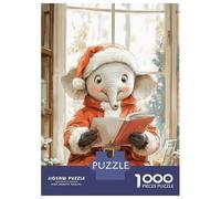 Puzzle for Teenagers 1000 Pieces Christmas Elephant Reading Puzzles for Adults Relaxing Games Wall Decoration Deal As Gifts for The Whole Family 38x26cm/1000pcs