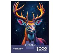 Puzzle for Teenagers 1000 Pieces Colorful Deer Wall Art Print-2 Jigsaw for Adults Brain Teaser Game Pattern Assembly for Birthday, Chrismas 52x38cm/1000pcs