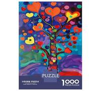 Puzzle for Teenagers 1000 Pieces Colorful Heart Tree Painting Jigsaw for Adults Brain Teaser Game Pattern Assembly for Birthday, Chrismas 70x50cm/1000pcs