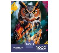 Puzzle for Teenagers 1000 Pieces Colorful Owl with Abstract Strokes Puzzles for Adults Relaxing Games Wall Decoration Deal As Gifts for The Whole Family 70x50cm/1000pcs
