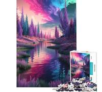 Puzzle for Teenagers 1000 Pieces Colorful River Landscape with Trees Help The Brain Exercise Pattern Assembly Toy Wall Decor for And 14 Years And over (38X26CM)