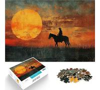 Puzzle for teenagers 1000 Pieces Cowboy in the desert Schwierig und herausfordernd Einzigartige Wohndekoration und Geschenke75x50cm