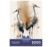 Puzzle for Teenagers 1000 Pieces Cranes Watercolor Animal Puzzles for Adults Relaxing Games Wall Decoration Deal As Gifts for The Whole Family 52x38cm/1000pcs
