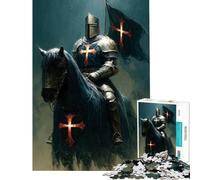 Puzzle for Teenagers 1000 Pieces Crusader Knight on Horseback with Flag for Birthday, Chrismas Learning Educational AntiStress Toys Suitable for Ages 14 And Up (50X75cm)
