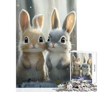 Puzzle for Teenagers 1000 Pieces Cute Bunny Pair Jigsaw for Teenagers Enhance Memory Challenging To Complete Toy Intellectual Game (38x26cm)