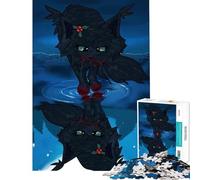 Puzzle for Teenagers 1000 Pieces Dark Cat Reflection Learning Educational Toys Practical Game Stress Reliever Great Gifts for Games (Size 75x50cm)