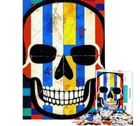 Puzzle for Teenagers 1000 Pieces De Stijl Skull Brain Teaser Game for Educational Game Challenge Toy Birthday Gifts Suitable for Couples (Size 38x26cm)