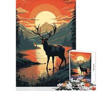 Puzzle for Teenagers 1000 Pieces Dear Animal Retro Toy Wall Decor Great Gift for Games Relaxing Games Artists Collection, Fine Art Size 38x52cm