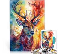 Puzzle for teenagers 1000 Pieces Deer watercolors colorful Educational Stress Relief Toy deal as gifts for the whole family 26x38cm