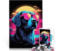 Puzzle for teenagers 1000 Pieces Dog in Miami Vice Style Denksportaufgabe für Geschenke für Freunde und Familie38x26cm