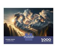 Puzzle for Teenagers 1000 Pieces Dragon Clouds Over Mountains Jigsaw for Adults Brain Teaser Game Pattern Assembly for Birthday, Chrismas 70x50cm/1000pcs