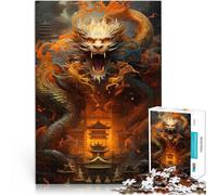 Puzzle for teenagers 1000 Pieces Dragon Fury at the Pagoda Schwierig und herausfordernd Für Paare geeignet75x50cm