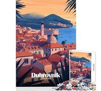 Puzzle for Teenagers 1000 Pieces Dubrovnik Cityscape Educational Toy Gift For Birthdays Educational Games with Matching Poster And Trivia Sheet Size 50x75cm