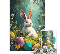 Puzzle for Teenagers 1000 Pieces Easter Bunny Egg Painting Adult Jigsaw Puzzle Hands-on Game Staycation Kill Time Deal As Gifts for The Whole Family (Size 38x26cm)