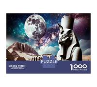 Puzzle for Teenagers 1000 Pieces Egyptian Pyramid Moon Night Jigsaw for Adults Brain Teaser Game Pattern Assembly for Birthday, Chrismas 52x38cm/1000pcs