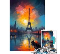 Puzzle for Teenagers 1000 Pieces Eiffel Tower at Sunset Challenging To Complete Difficult Hard Home Decoration Toys for And from 14 Years And over (38x26cm)