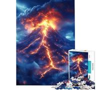 Puzzle for Teenagers 1000 Pieces Erupting Volcano with Lightning Strikes Help The Brain Exercise Pattern Assembly Toy Wall Decor for And 14 Years And over (38X26cm)
