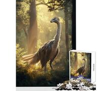 Puzzle for Teenagers 1000 Pieces Feathered Dinosaur in Forest Toy Wall Decor Great Gift for Games Relaxing Games Artists Collection, Fine Art Size 38x52cm