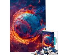 Puzzle for Teenagers 1000 Pieces Fire Baseball Ball Help The Brain Exercise Pattern Assembly Toy Wall Decor for And 14 Years And over (38X52CM)