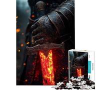 Puzzle for Teenagers 1000 Pieces Flaming Sword in Gloom Learning Educational Toys Practical Game Analysis And Logic Gifts Ideas (Size 50x75cm)