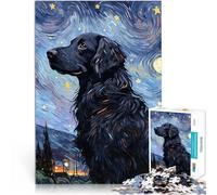 Puzzle for teenagers 1000 Pieces FlatCoated Retriever Night Herausforderndes Spiel Verbessern Sie das Gedächtnis38x26cm