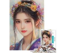 Puzzle for Teenagers 1000 Pieces Floral Crown Portrait Help The Brain Exercise Stress Reliever Brain Teaser Game for Age 14+ Game (38x52cm)