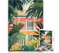 Puzzle for Teenagers 1000 Pieces Florida Tropical Architecture Minimalist Art Toy Intellectual Game Perfect Decoration Gifts Ideas Size 38x26cm
