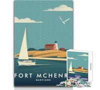 Puzzle for Teenagers 1000 Pieces Fort McHenry Maryland Poster Toy Intellectual Game Perfect Decoration Gifts Ideas Size 50x75cm