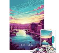 Puzzle for Teenagers 1000 Pieces Genoa Harbor at Sunrise Help The Brain Exercise Pattern Assembly Toy Wall Decor for And 14 Years And over (50X75CM)